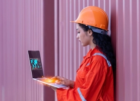 material handling solutions of the future woman working laptop